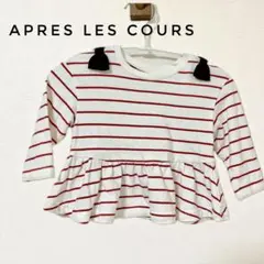 アプレ　長袖ストライプ リボン&フリル付き 80