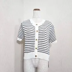タグ付未使用◎グレイル GRL ボーダー柄ニットトップス 半袖（M）