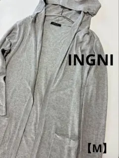 【美品】INGNI(イング）フード付きロングカーディガン グレー Mサイズ