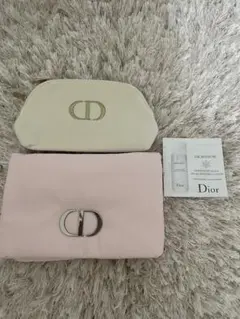 Dior ロゴ入りポーチ2点セット（ホワイト・ピンク）＆サンプル