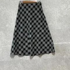 【UNIQLO】ユニクロ（S）チェックフレアスカート＊ストレッチ＊ミディ丈