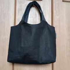 【SALE】トートバッグ　リネン　ブラック　花柄