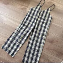 チェック柄オーバーオール
