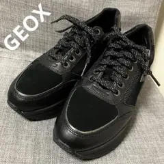 未使用保管品 GEOX ジェオックス 本革 スエード パテント 厚底 スニーカー