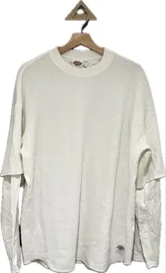 Dickies ワッフル ロンT L ホワイト レイヤード サーマル 長袖T