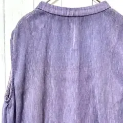 ラグナムーン紫パープルシアーノースリーブ楊柳ワッシャーブラウスチュニック春夏F