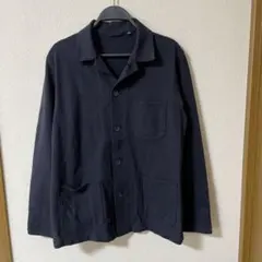 ユニクロ　S ネイビー　 ボタン付きシャツジャケット　男女　ユニセックス　春秋