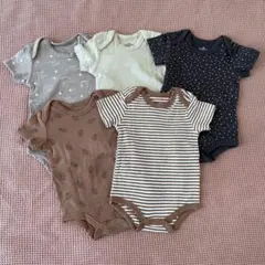 未使用 綿100% くすみカラー ボディスーツ5枚セット（60サイズ）