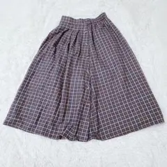 サンカンシオン　チェック柄 ロングスカート M-L フレアスカート ミモレ丈のサムネイル