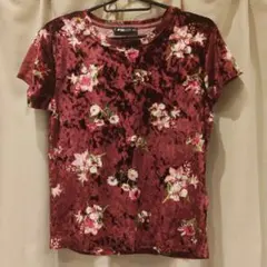 FB SISTER 花柄 ベロア 半袖Tシャツ M