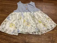 デニムフローラルノースリーブトップス