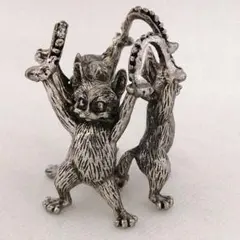 【新品】金属製 シルバーカラーの万歳猫 11-2