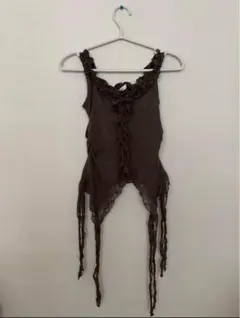 ダークブラウン レースビスチェ Y2K