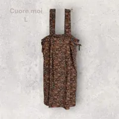 Cuore moi サロペットスカート　ワンピース　花柄　コーデュロイ　モダン