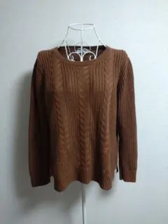 groveケーブル編みクルーネックニットプルオーバーM フォロー割り引き有り