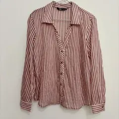 ZARA ストライプシャツ ピンク/ホワイトMのサムネイル