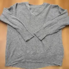 グレー Vネック リブ編みセーター　relume サイズフリー