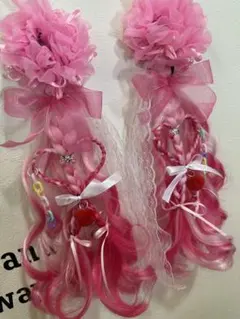 ヘアゴムエクステ♡シュシュ付き♡しなこちゃん♡ベビタピ♡竹パラ♡キッズ♡コスプレ