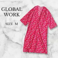 ✨美品✨ グローバルワーク シャツワンピース 前開き ロング丈 花柄 総柄 春夏