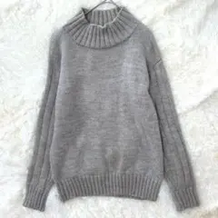 アルダニー 英国製ウール100 タートルニット グレー S シンプル　高級　上質
