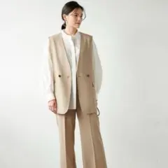 【超美品】グリーンレーベルリラクシング　スラブ オックス ベスト 　ジレリネン風