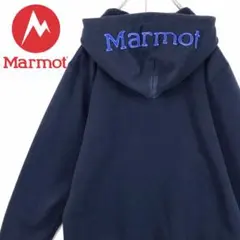 【希少ロゴ】マーモット　フードロゴ入りパーカー　ネイビー　刺しゅう　A1789
