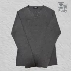 COMME CA ISM コムサ 長袖カットソー ニット風 ダークグレー M
