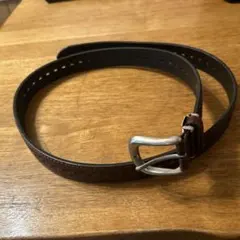 【美品】大きいサイズ　110cm ダークブラウン 編み込みレザーベルト