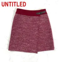 A4931 アンタイトル ひざ丈スカート ウール 裏地あり ツイード風 赤 １