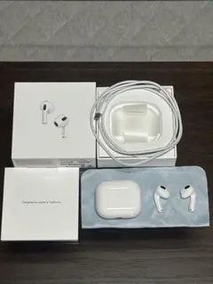 【美品】Apple AirPods3 本体 ホワイト 箱付充電ケース等付属品完備