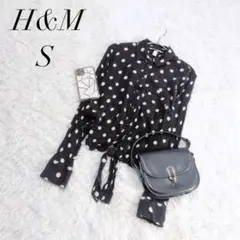 エイチアンドエム/ブラウス/ドット柄/ビスコース/Sサイズ/フロントリボン