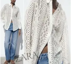 値下げ！ZARA クロシェディテール シャツブラウス
