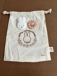 美品ミッフィー miffy 巾着 ワッペン 缶バッジ セット
