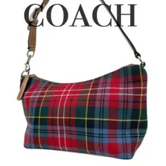 ✨ 極美品COACH コーチ チェック アクセサリーポーチ キャンバス 手提げ