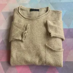 COMME CA DU MODE杢ベージュ 長袖ニットセーター　シルク　ウール