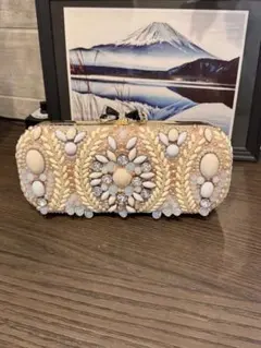 パーティークラッチバッグ ビジュー 刺繍 ハンドメイド 結婚式 フォーマル
