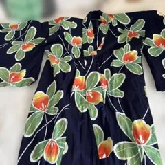 花柄浴衣 紺色