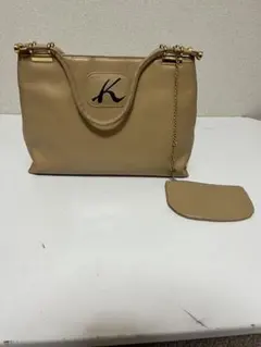美品 キタムラ ハンドバッグ Kロゴ レザー ポーチ付 ギャランティ 保存 