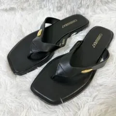 CAMINANDO トング フラット サンダル ブラック ゴールド金具 6のサムネイル