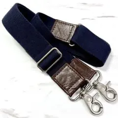 オロビアンコ ショルダーベルト ネイビー レザーキャンバス ブラウン ストラップ