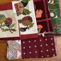 和柄を中心とした布　5点　まとめ売り