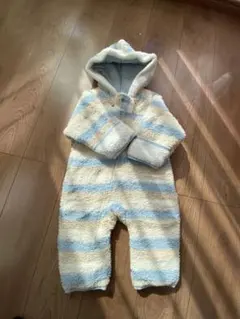 フリースフード付きアウター 水色&クリーム　５０〜７０