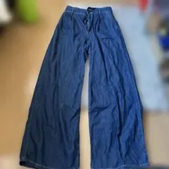 GU ワイドパンツ ダークブルー 100%コットン