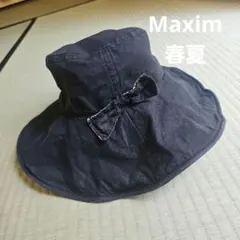 春夏】レディース帽子つば広ハット リボン付き ブラック M 調整可能 マキシンのサムネイル