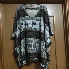 ノルディック柄ポンチョ