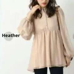 Heather　キラキラバックアキチュニックブラウス　ピンク　F