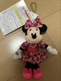 ディズニー　ミニー　ヒョウ柄　ぬいぐるみチャーム　レオパード柄　ピンク
