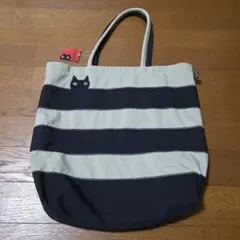 アツコマタノ 猫 ベージュ黒ストライプ ナイロントートバッグ 未使用品