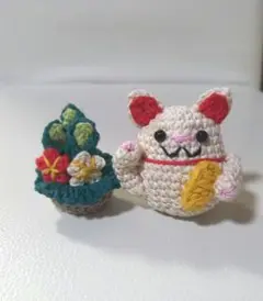 ハンドメイド　招き猫　門松　お正月飾り　セット