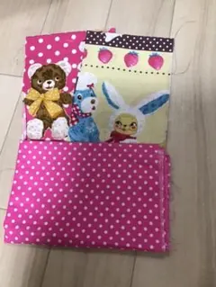 くまさん　うさぎ柄　水玉　カットクロス　三点セット